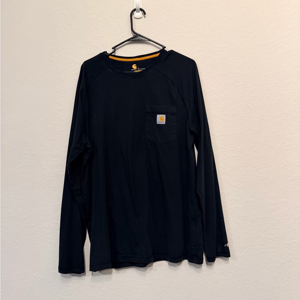 Carhartt Black Long Sleeve Pocket Shirt with Yellow Accent